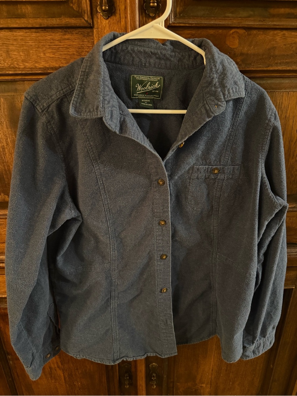 Woolrich Womens Navy Blue Cotton Flannel Button Down Shirt Size Xl